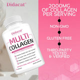 Multi Collagen Capsules Type I II III V X, Anti-Aging Supports Radiant Skin, Strong Hair Nails, Joint Cartilage & Bone Health