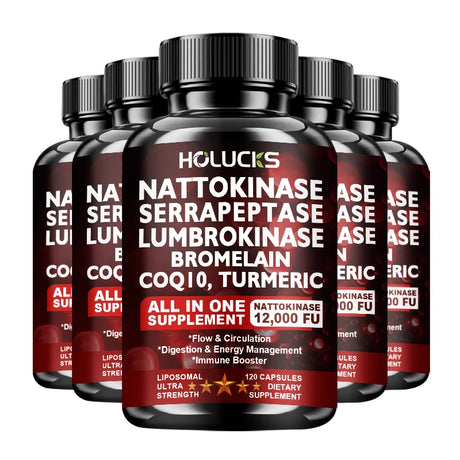 High Potency Enzyme Complex, with Lumbrokinase & CoQ10, Boost Vitality, Cellular Energy & Immune Health, Middle Aged Daily