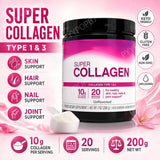 Super Collagen Powder Type 1 & 3 Hydrolyzed Bovine Collagen Supports Healthy Looking Skin Hair Nails Unflavored 20 Servings