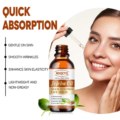 RDQCTQ Jojoba Oil Vitamin E Essential Oil Wrinkles，Brightens and Tightens the Skin, Moisturizes and Reduces Dullness 4In1 Skin