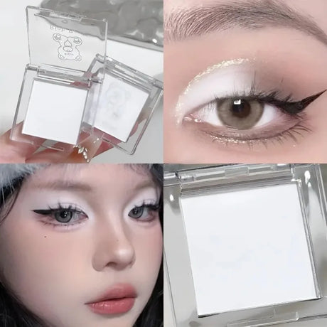 Matte Highlighter Powder Eyeshadow Palette White Long Lasting Natural 3D Brightening Eye Makeup Palette Brighten Face High Gloss
