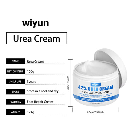 42% Urea Cream + 2% Salicylic Acid Foot Hand Cream for Dry Cracked Skin Exfoliating Callus Remover Moisturizer Pedicure At Home