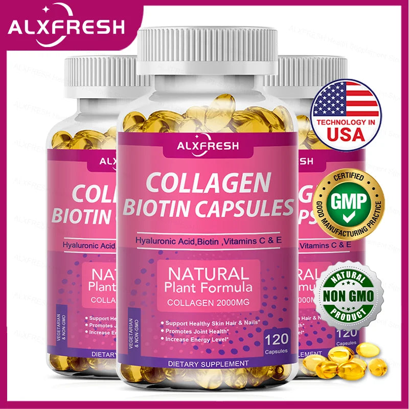 Hydrolyzed Collagen -  Antioxidant for Hair, Skin, Nail, Bones, Joint Health Support - with Vitamin C, Biotin