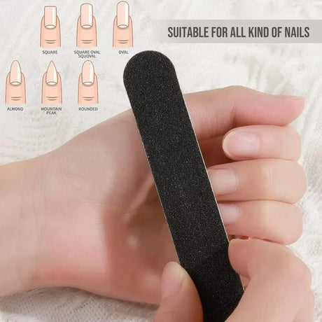 10 Pack Red Core Nail Files Professional Double-Sided 17.8x1.9cm Size for Salon And Home Use