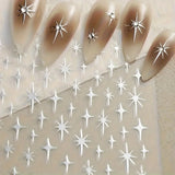 Metal Laser Holographic Star Nail Stickers, Disposable Self-Adhesive Resin Nail Decals for Women, Art Decor Accessories