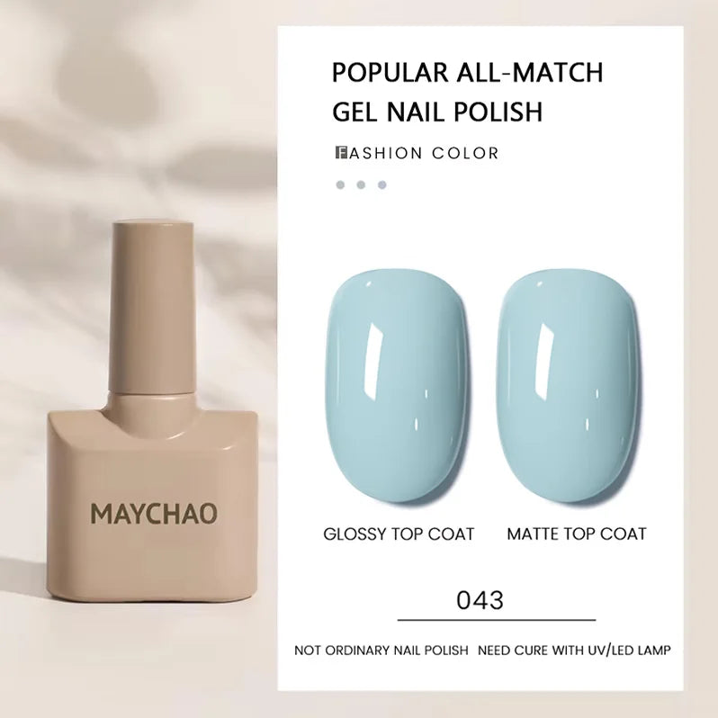 MAYCHAO Gel Nail Polish 12ML Full Coverage Base Top Coat Soak Off Gel Polish UV LED Gel Semi Permanent Varnishes Design Nail Art