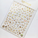 Sliver Bronzing 3D Christmas Nail Art Decoration Sticker Sparkly White Colorful Glitter Geometry Snowflake Winter Slider Foil