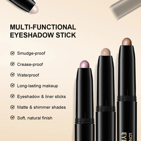Eyeshadow Liner Sticks Matte Shimmer Waterproof Metallic Glitter