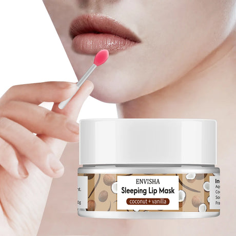 ENVISHA Coconut Lip Sleep Mask Night Sleeping Maintenance Moisturizing Fade Lines Nourishing Balm Skin Care Beauty Health 20g