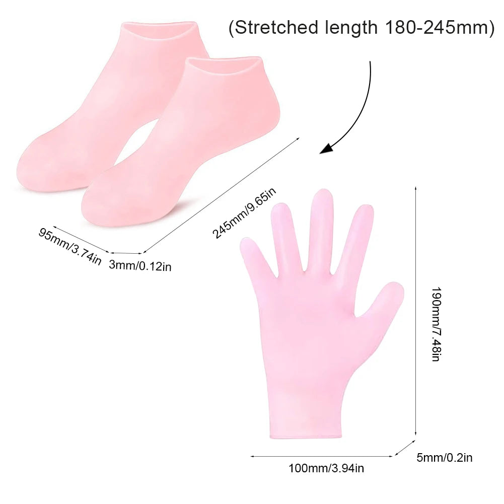 Silicone Socks and Gloves - Moisturizing Gel Spa Exfoliation Prevent Dry Cracked Dead Skin Remover Protector Foot/Hand Care Tool