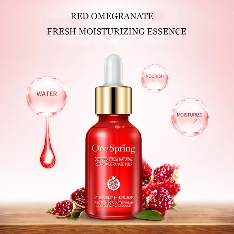Red Pomegranate Fresh Moisturizing Facial Essence Oil Control Face Sreum Shrink Pores Skin Care Deeply Nourishes Refreshing