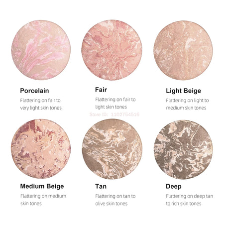 Luminous Finish Setting Powder Lasting Oil-control Shimmer Marble Baked Powder Brightening Face Powder Compact Foundation Makeup