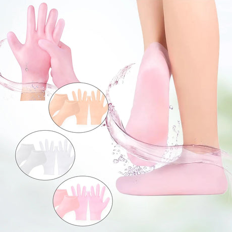 Silicone Socks and Gloves - Moisturizing Gel Spa Exfoliation Prevent Dry Cracked Dead Skin Remover Protector Foot/Hand Care Tool