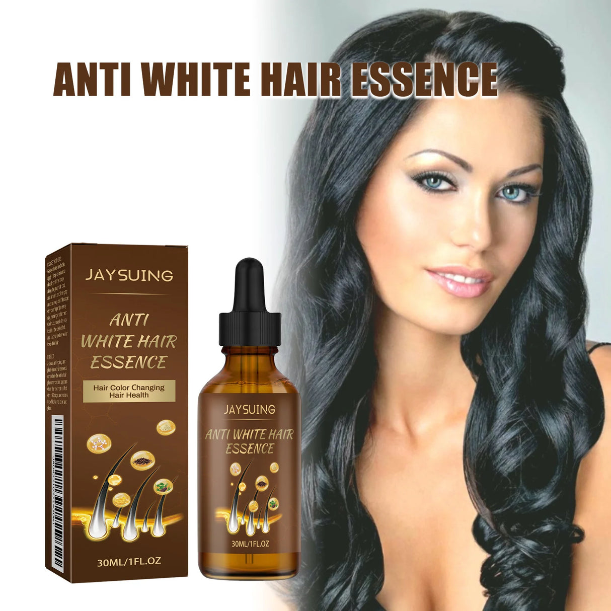 Jaysuing Hair Care Serum Anti Grey Repair Natural Color Smoothing Hairs Deep Nourishing Easy Absorb Daily Hair Care Essence Oil