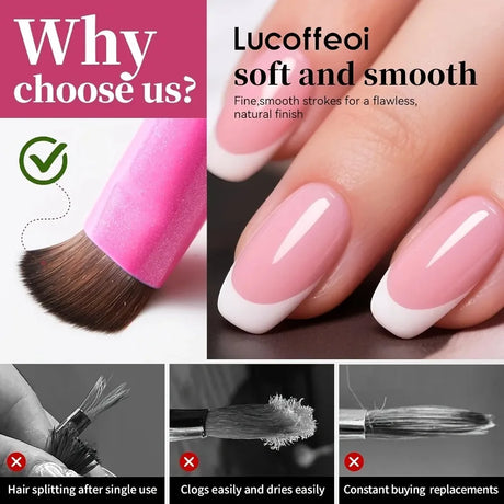 3 in 1 French Nail Brush with Multifunctional Head - Fine Nail Brush for Gel and Acrylic Nails for Precise Cleaning