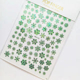 Sliver Bronzing 3D Christmas Nail Art Decoration Sticker Sparkly White Colorful Glitter Geometry Snowflake Winter Slider Foil