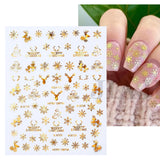 Sliver Bronzing 3D Christmas Nail Art Decoration Sticker Sparkly White Colorful Glitter Geometry Snowflake Winter Slider Foil