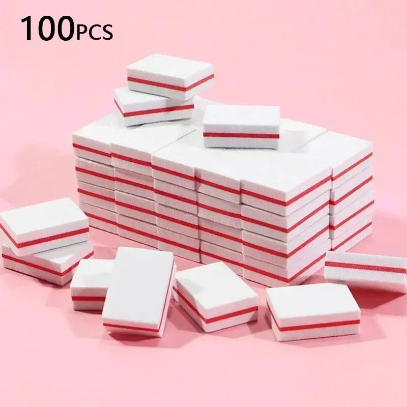10-50-100pcs Professional Mini Nail Art Buffer File Set 100/180 Sandpaper Manicure Care Tips Sanding Polishing Tools Kit