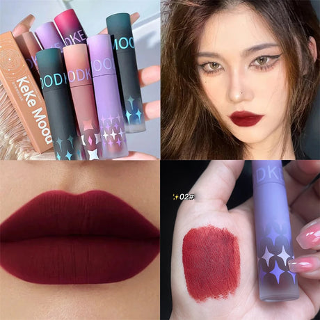 Pigeon Blood Red Matte Lipstick Waterproof and Lasting Blue Gothic Lip Gloss Sexy Punk Black Lip Tint Dark Lip Cream Makeup