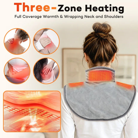 Electric Heating Shoulder Neck Pads Cervical Shawl Massager Cervical Brace Wrap Thermal Compress Relieve Fatigue Warm Back