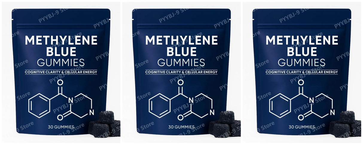 Methylene Blue Gummies 5mg, 99.9% Pure USP‑Grade, for Cognitive Support, Mental Clarity, Lifted Mood, Sharper Focus, 30/60 CT