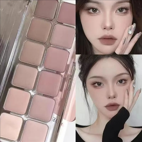 Sexy Rose Wine Red Brown Glitter Eyeshadow Saturation Soft Matte Grey Pink 12 Color Eye Shadow Makeup Palette Eye Contour Makeup