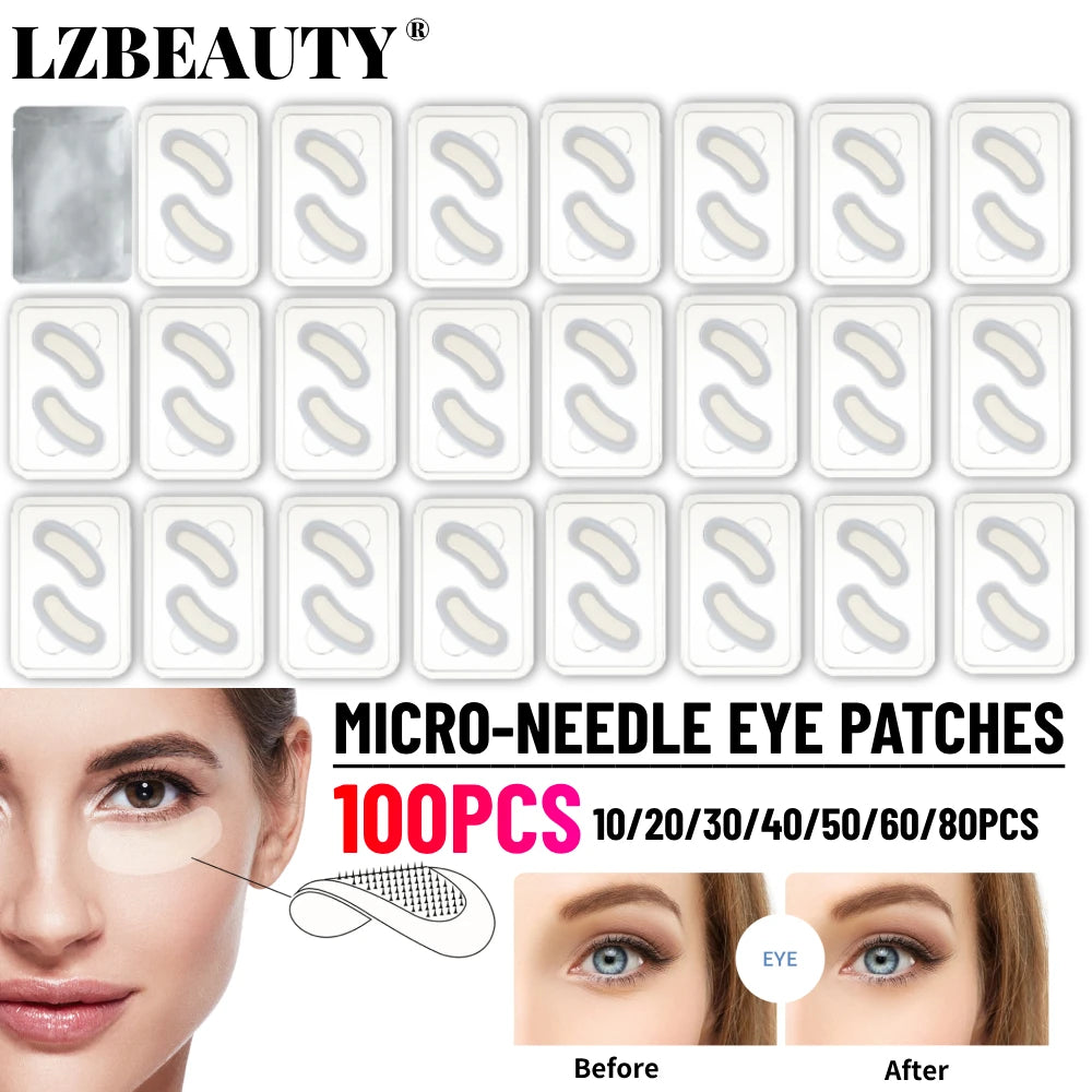 Korean Skin Care Hyaluronic Acid Microneedles Eye Patches 10-100PCS for Eyes Care Dark Circle Moisturizing Under Eye Gel Pad