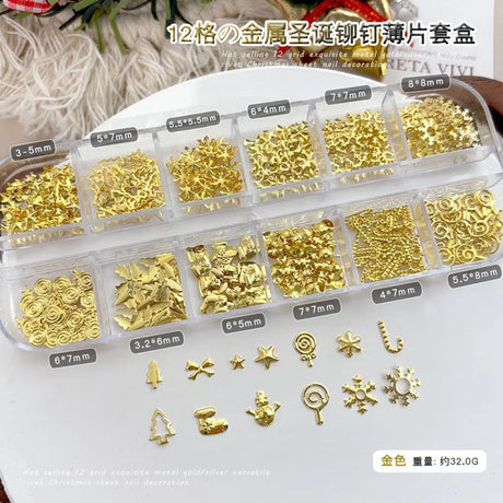 Conch Shell Coconut Tree Mermaid Tail Star Butterfly Heart Rhinestone Bowknot Christmas Snowflake Nail Art Accessory Decorations