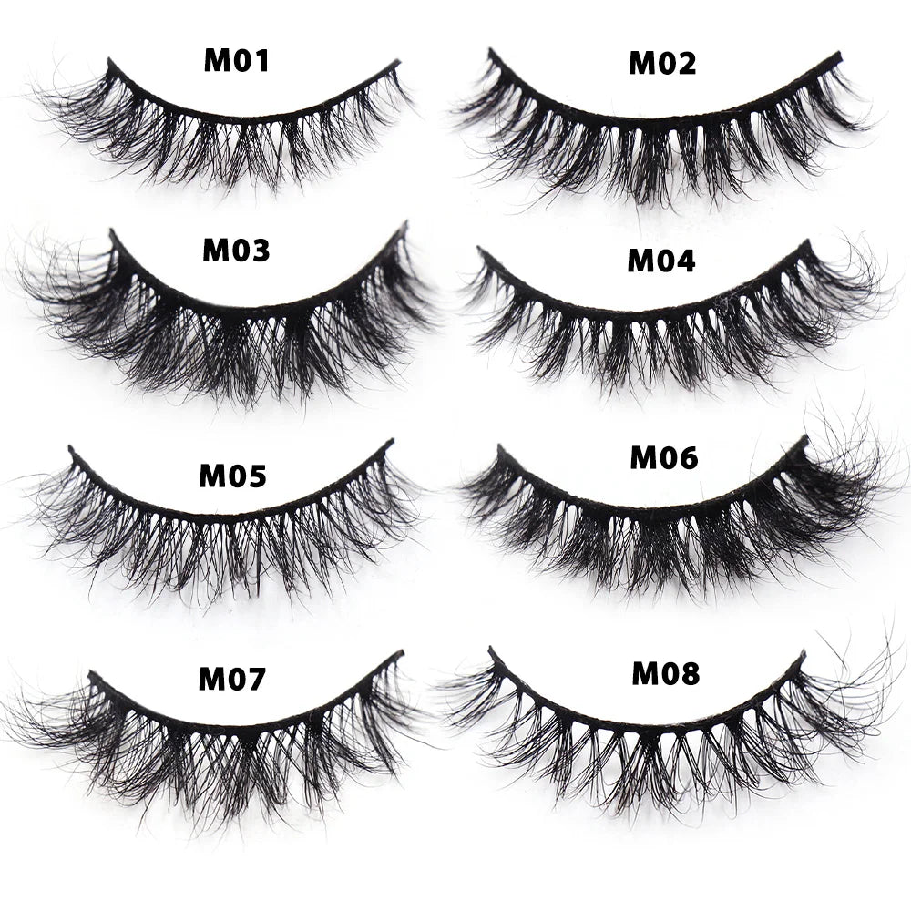 LEHUAMAO 12mm-15mm Short Natural 3D Mink Lashes Fluffy Wispy False Eyelashes 100% Cruelty Free Eyelash Extensio Face Makeup