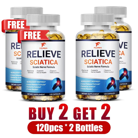 Relieve Sciatica Capsules, Support Lower Lumbar Sciatic, Hip, Thigh, Leg, Foot, Nerve & Joint Health, Relax Muscles, Flexibility
