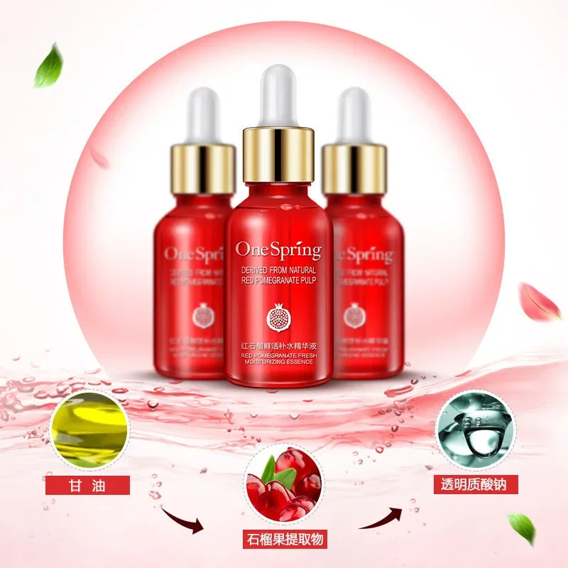 Red Pomegranate Fresh Moisturizing Facial Essence Oil Control Face Sreum Shrink Pores Skin Care Deeply Nourishes Refreshing