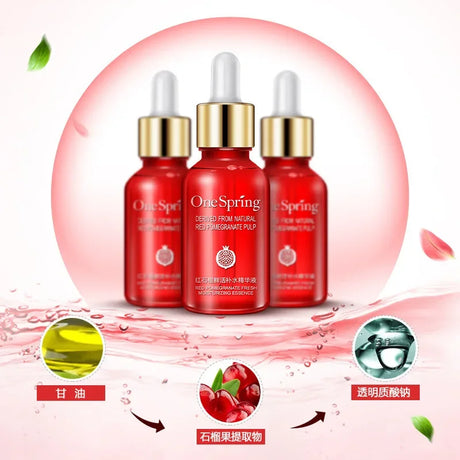 Red Pomegranate Fresh Moisturizing Facial Essence Oil Control Face Sreum Shrink Pores Skin Care Deeply Nourishes Refreshing
