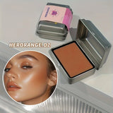 Herorange 6 Colors Iron Box Blush Palette Matte and Fine Shimmer Low Saturation Waterproof Long Lasting Easy to Apply