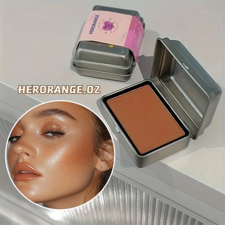 Herorange 6 Colors Iron Box Blush Palette Matte and Fine Shimmer Low Saturation Waterproof Long Lasting Easy to Apply