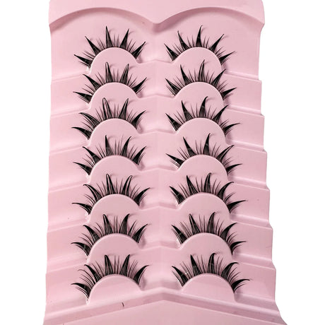 New 14/10/7/5Pairs Manga Lashes Natural Eyelashes Soft Cross Wispy Clear Band False Eyelashes Doll Eyes Lashes Cosplay Extension