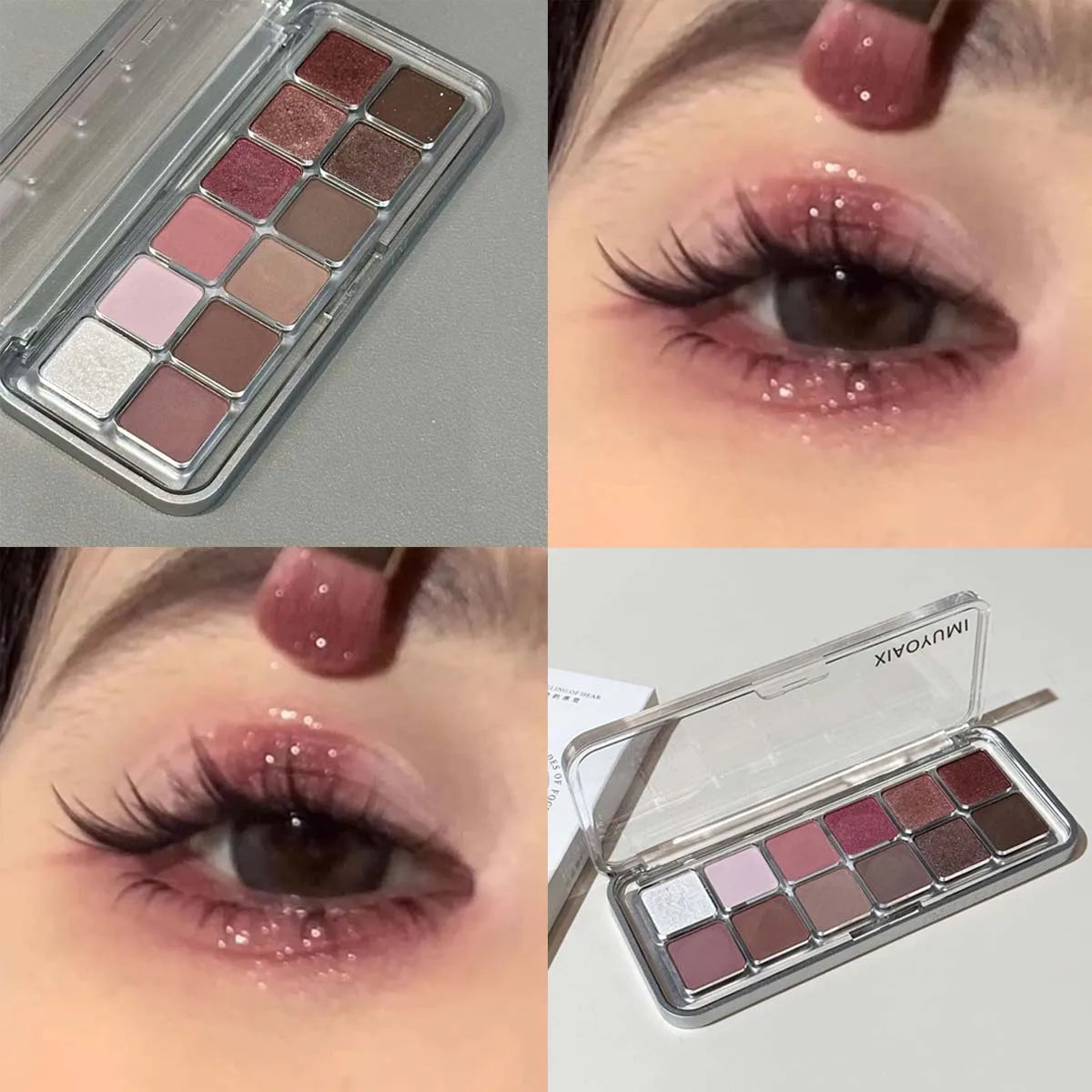 Sexy Rose Wine Red Brown Glitter Eyeshadow Saturation Soft Matte Grey Pink 12 Color Eye Shadow Makeup Palette Eye Contour Makeup