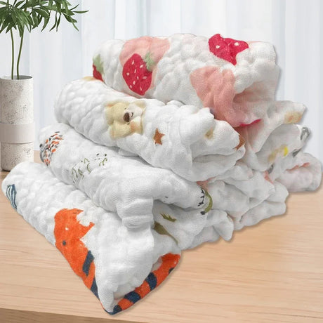 5pcs Baby Muslin Washcloths Burp Cloths, Baby Face Towels, Natural Muslin Cotton Baby Wipes, Soft Face Cloths For Newborn, Baby