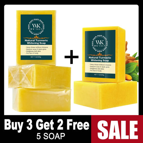 WK JALY Turmeric Lightening Soap Bar, Anti Acne, Dark Spots, With Hyaluronic Acid, Even Skin Tone, For All Skin Types