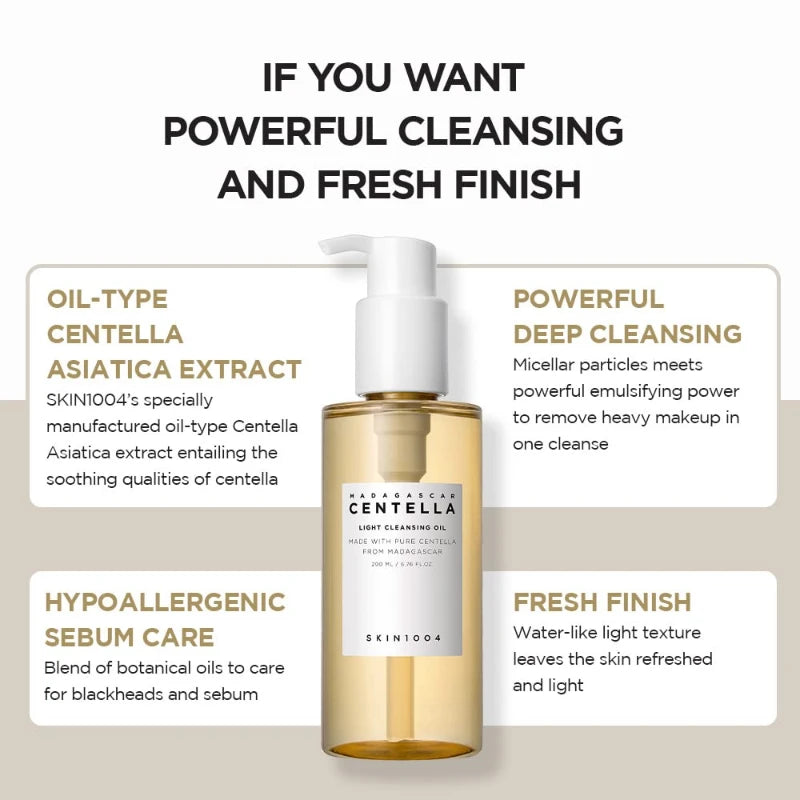Korean Centella Kits Light Cleansing Oil and Hyalu-Cica Water-Fit Suncreen Moisturizing Makeup Remover Shrink Pore Face Care Set