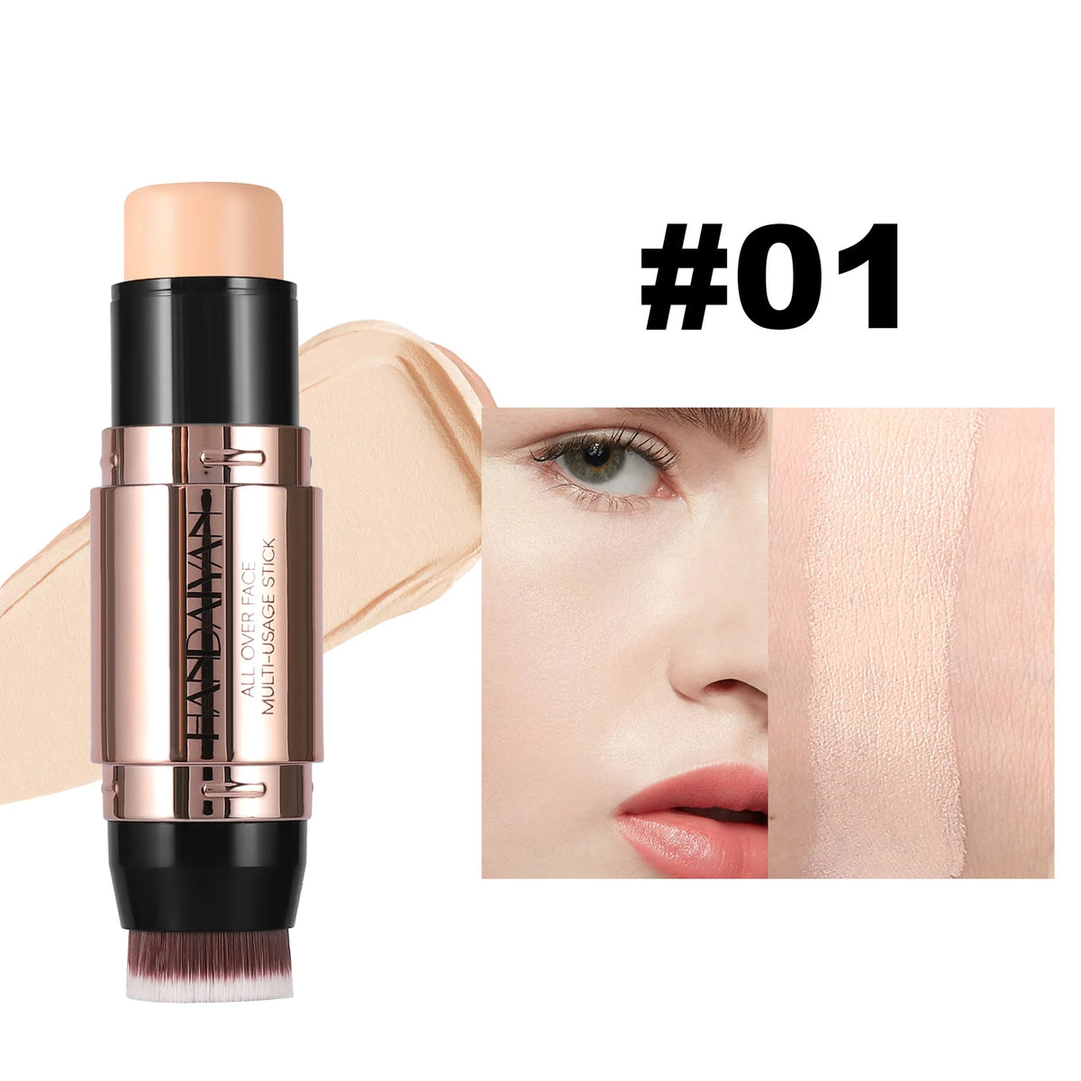 Double Head Highlighter Stick Contour Stick Waterproof Natural Silky Smooth Face Contouring for Nose Shadow With Makeup Brushes