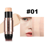 Double Head Highlighter Stick Contour Stick Waterproof Natural Silky Smooth Face Contouring for Nose Shadow With Makeup Brushes