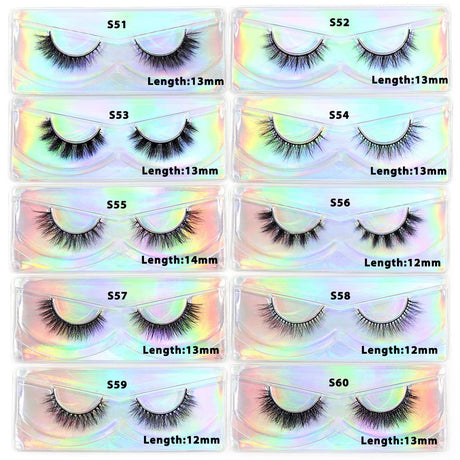LEHUAMAO 12mm-15mm Short Natural 3D Mink Lashes Fluffy Wispy False Eyelashes 100% Cruelty Free Eyelash Extensio Face Makeup